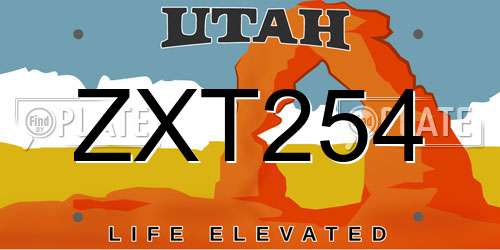 ZXT254 Utah License Plate