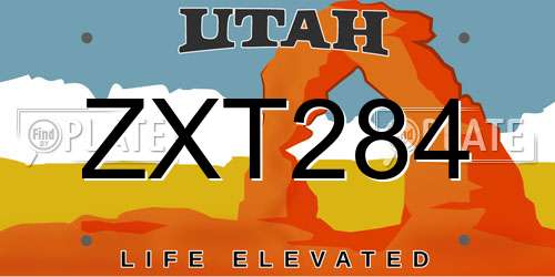 ZXT284 Utah License Plate