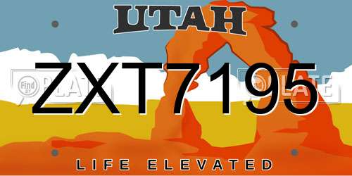 ZXT7195 Utah License Plate