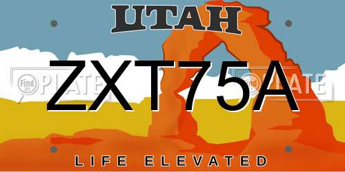 ZXT75A Utah License Plate