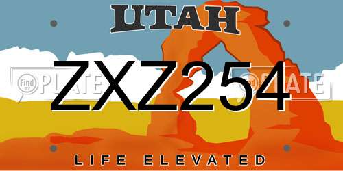ZXZ254 Utah License Plate