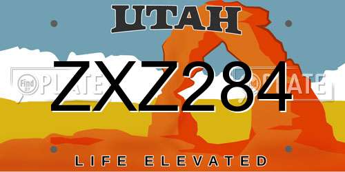 ZXZ284 Utah License Plate