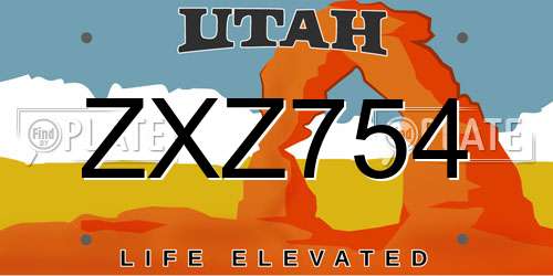ZXZ754 Utah License Plate