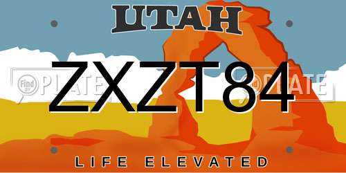 ZXZT84 Utah License Plate