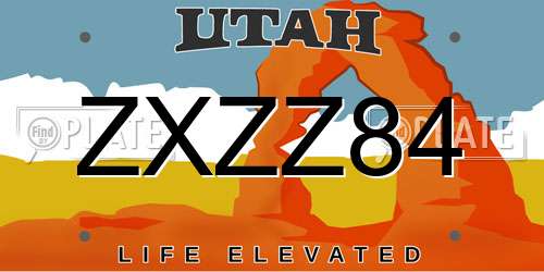 ZXZZ84 Utah License Plate