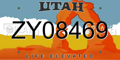 ZY08469 Utah License Plate