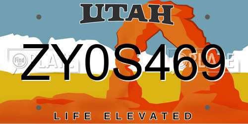 ZY0S469 Utah License Plate