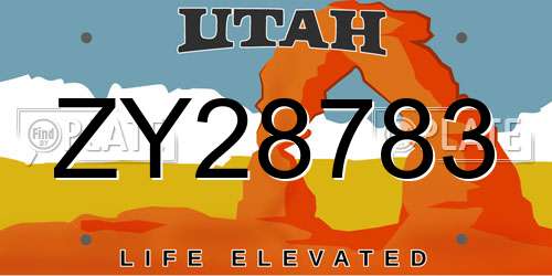 ZY28783 Utah License Plate