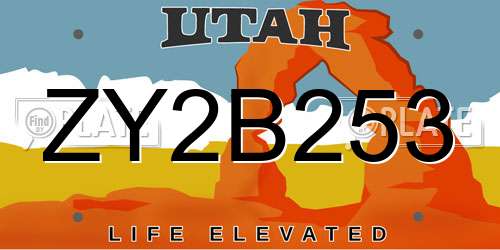 ZY2B253 Utah License Plate
