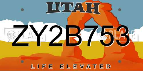 ZY2B753 Utah License Plate