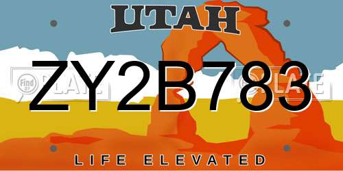 ZY2B783 Utah License Plate