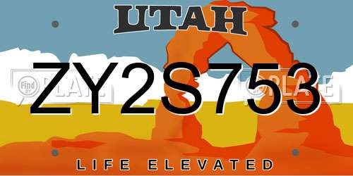 ZY2S753 Utah License Plate