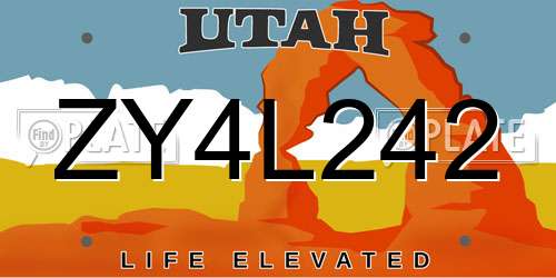 ZY4L242 Utah License Plate