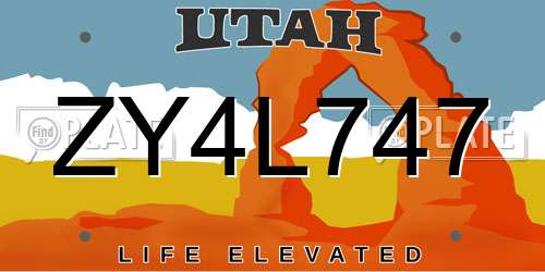 ZY4L747 Utah License Plate