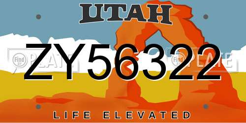 ZY56322 Utah License Plate