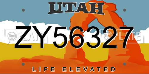 ZY56327 Utah License Plate
