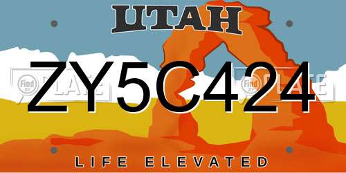 ZY5C424 Utah License Plate