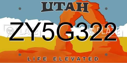ZY5G322 Utah License Plate