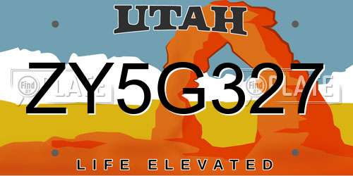 ZY5G327 Utah License Plate