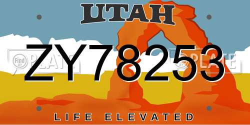 ZY78253 Utah License Plate