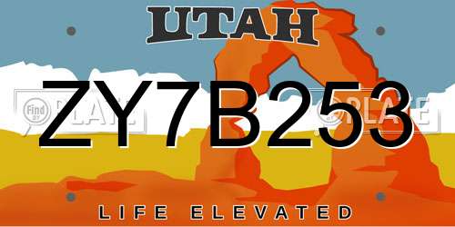 ZY7B253 Utah License Plate