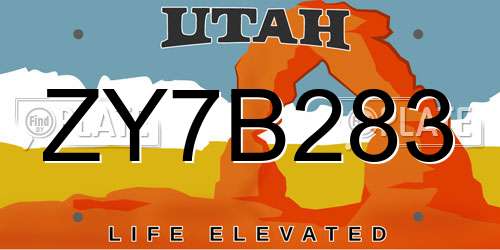 ZY7B283 Utah License Plate