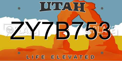 ZY7B753 Utah License Plate
