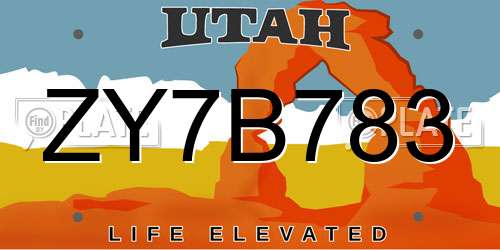 ZY7B783 Utah License Plate