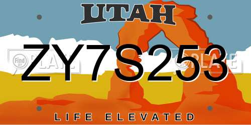 ZY7S253 Utah License Plate