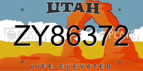 ZY86372 Utah License Plate