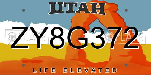 ZY8G372 Utah License Plate