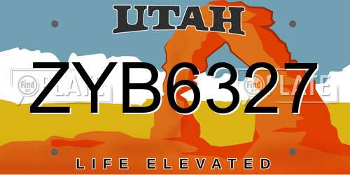 ZYB6327 Utah License Plate