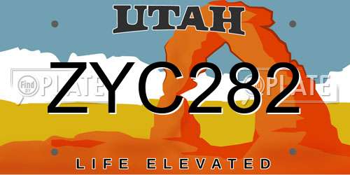 ZYC282 Utah License Plate
