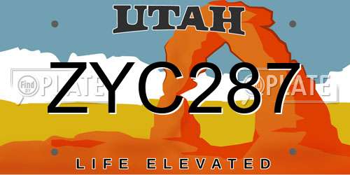 ZYC287 Utah License Plate