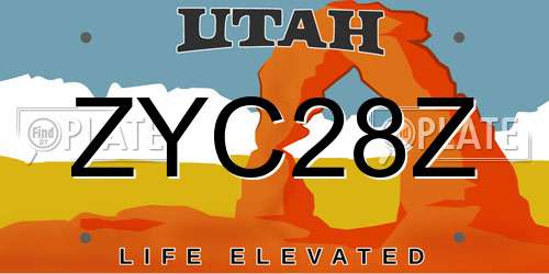 ZYC28Z Utah License Plate