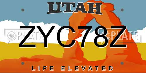 ZYC78Z Utah License Plate