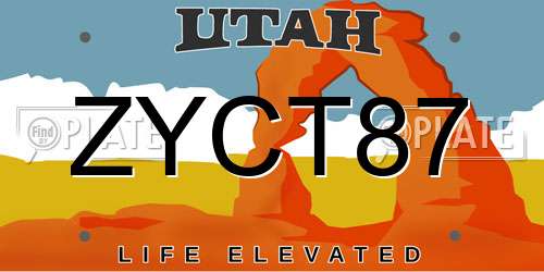 ZYCT87 Utah License Plate