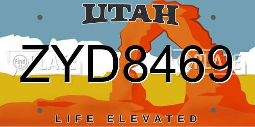 ZYD8469 Utah License Plate
