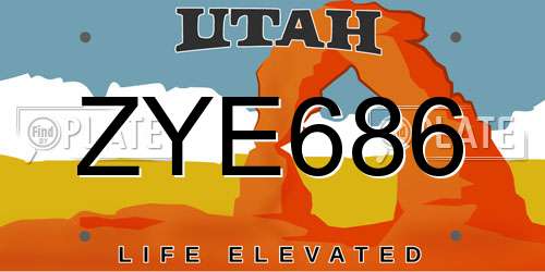 ZYE686 Utah License Plate