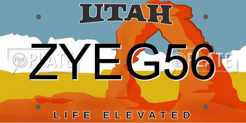 ZYEG56 Utah License Plate