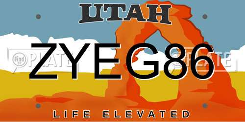ZYEG86 Utah License Plate