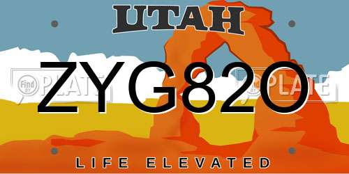 ZYG82O Utah License Plate