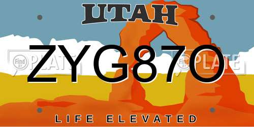 ZYG87O Utah License Plate