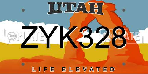 ZYK328 Utah License Plate