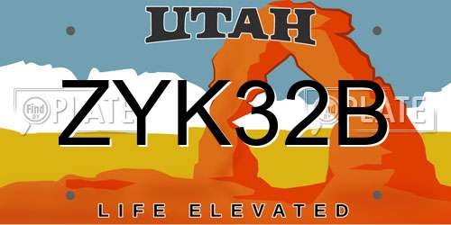 ZYK32B Utah License Plate