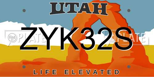 ZYK32S Utah License Plate