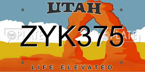 ZYK375 Utah License Plate