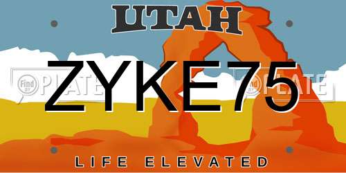 ZYKE75 Utah License Plate