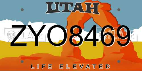 ZYO8469 Utah License Plate