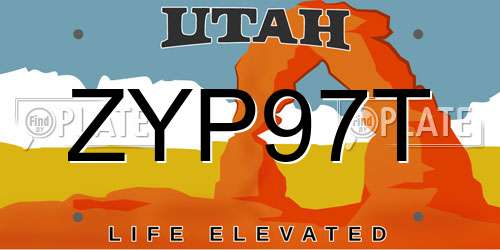 ZYP97T Utah License Plate